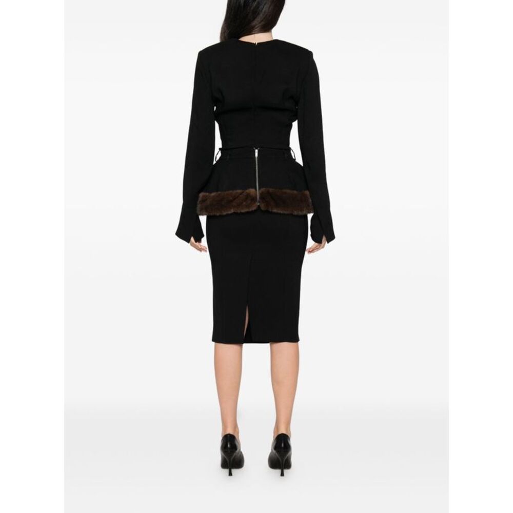 Stella Mccartney Women Belted Faux Fur Trimmed Midi Dress